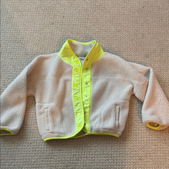 Old Navy Other - Old Navy Cream and Neon Yellow Fleece Jacket
